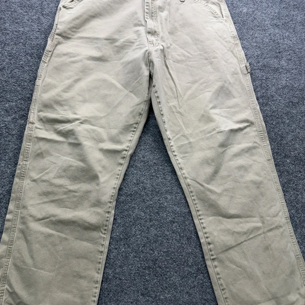 Wrangler Carpenter Pants Mens 36x34 Khaki Tan 28 Inseam Utility Workwear Denim